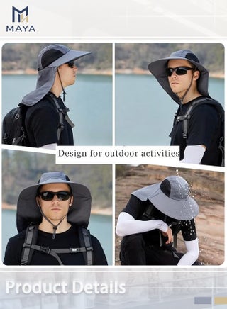 Sun Hat for Men Women with Neck Flap,UPF 50+ UV Protective Hiking Fishing Hats,Wide Brim Sun Hat for Women&Men - view 5
