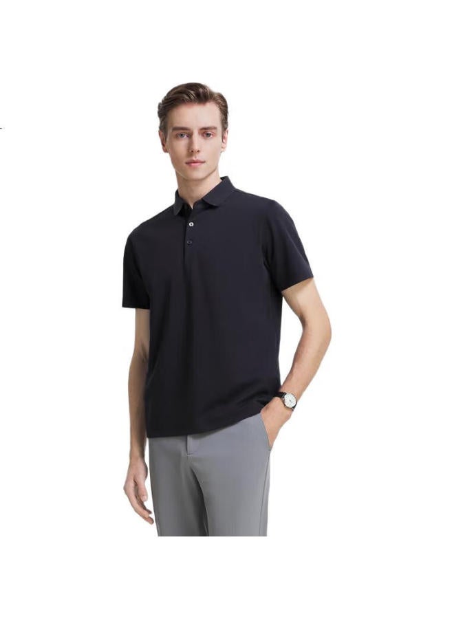 Youngor Polo Men'S, Summer Youth Men'S Business Casual Short-Sleeve High-End Polo Shirt, Navy Blue, S - Image 3