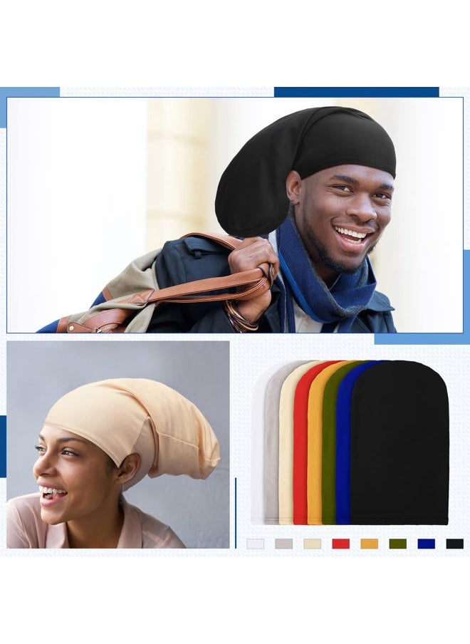 Janmercy - 8 Pieces Unisex Dreadlock Cap Dreadlock Spandex Cap Long Hair Dreads Head Wrap Sleep Bonnet Full Cover for Men, 15 x 9 Inch (Multi Color) - Image 1