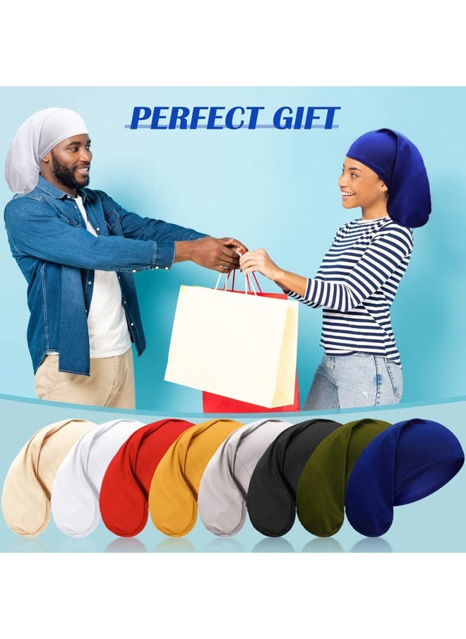 Janmercy - 8 Pieces Unisex Dreadlock Cap Dreadlock Spandex Cap Long Hair Dreads Head Wrap Sleep Bonnet Full Cover for Men, 15 x 9 Inch (Multi Color) - Image 1