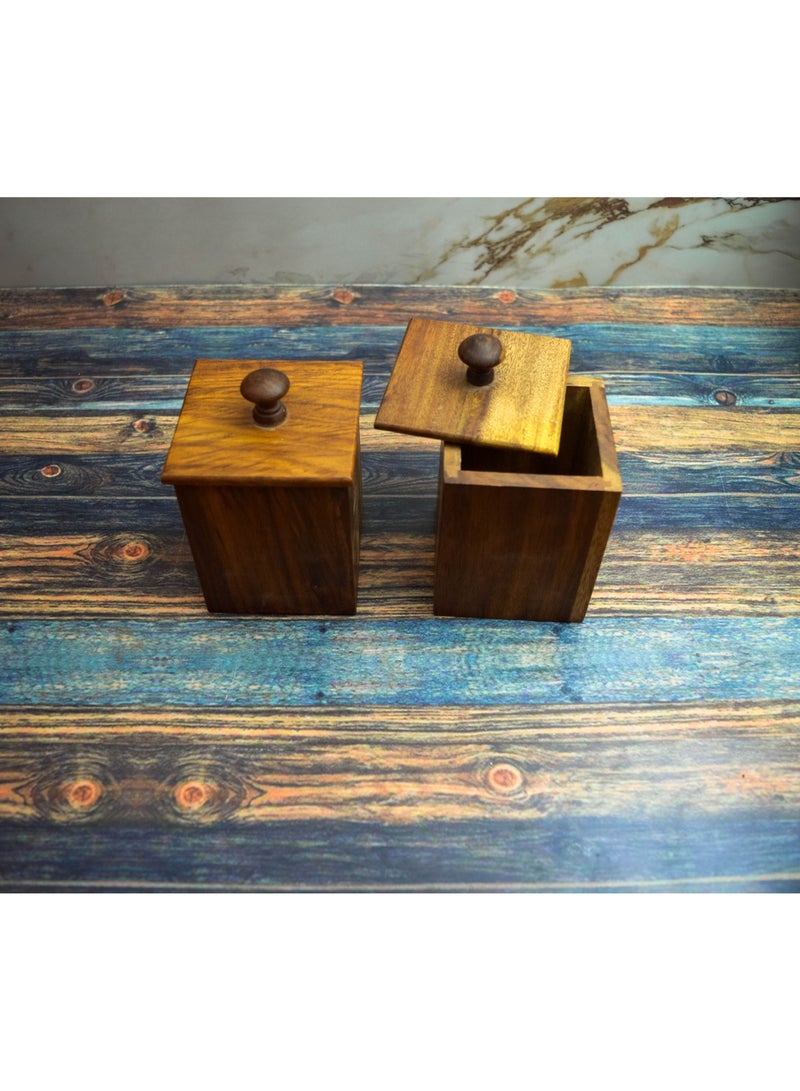 Egypt Antiques Handmade square spice box of healthy wood, 100% natural  - Image 5