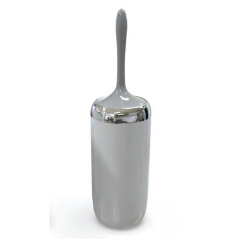 Lima Toilet Brush with Holder, Acrylic Bathroom Toilet Brush with Holder & Chrome Ring, 42H × 12W cm (Grey) - Image 1