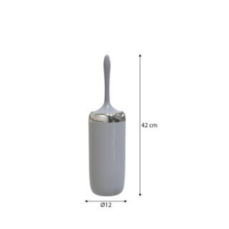 Lima Toilet Brush with Holder, Acrylic Bathroom Toilet Brush with Holder & Chrome Ring, 42H × 12W cm (Grey) - Image 4