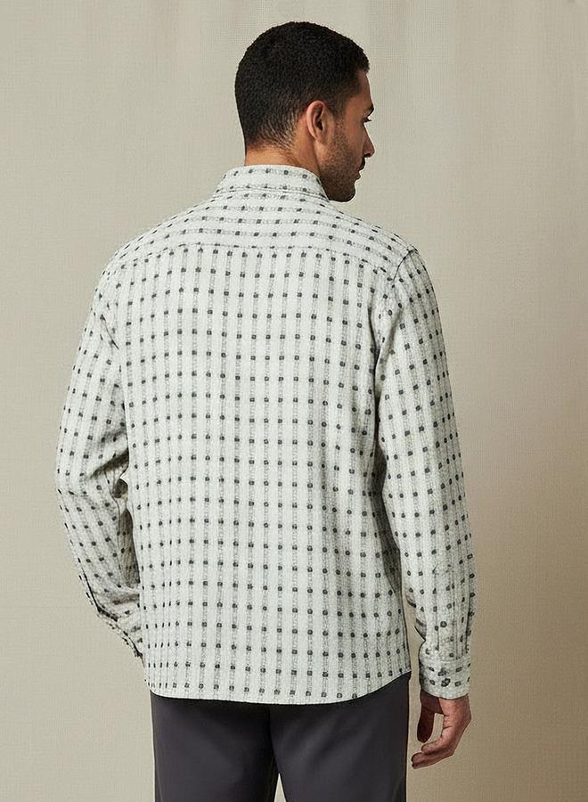 ايكونيك قميص رجالي كلاسيكي بأزرار وأكمام طويلة كاروهات - Image 3