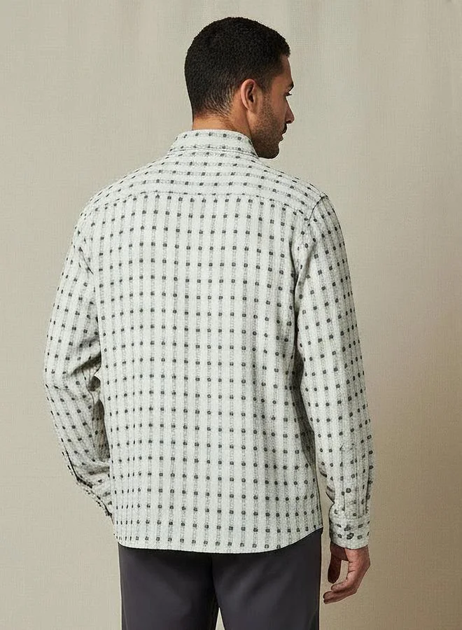 Iconic  Iconic Men Regular Fit Collared Checked Long Sleeves Shirt for Men | Best Price UAE