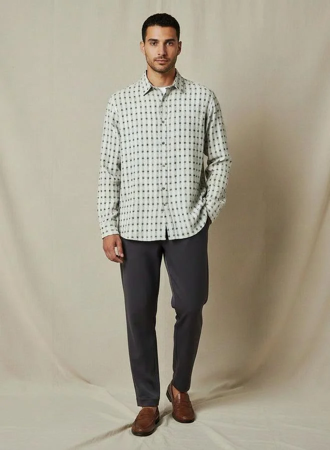 Iconic  Iconic Men Regular Fit Collared Checked Long Sleeves Shirt for Men | Best Price UAE
