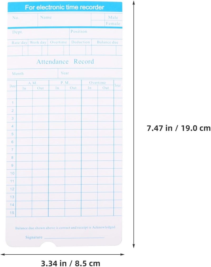 FUOYLOO Attendance Cards for Office and Factory Use Compatible with Various Recording Machines Simple Design Employee Punch Cards for Accurate Attendance Tracking - Image 2