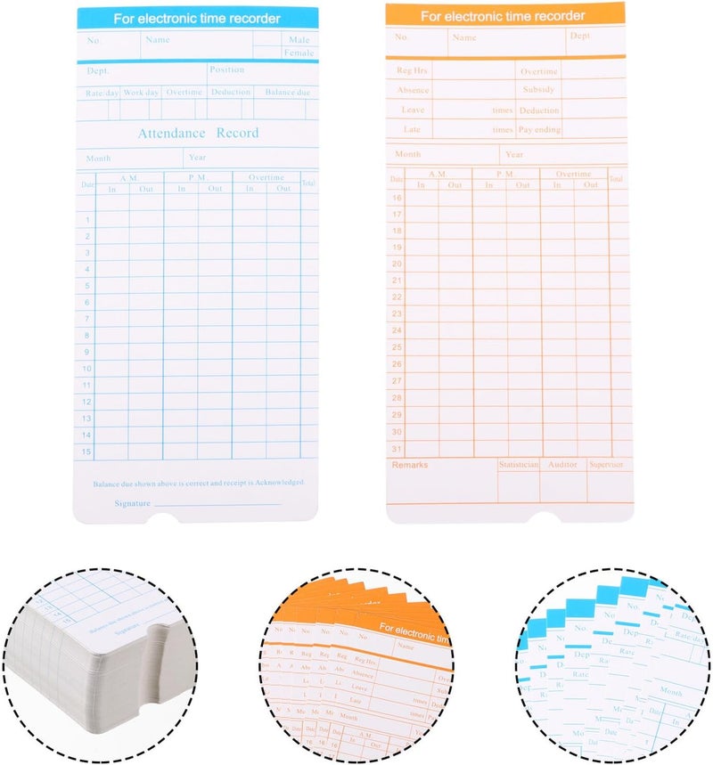 FUOYLOO Attendance Cards for Office and Factory Use Compatible with Various Recording Machines Simple Design Employee Punch Cards for Accurate Attendance Tracking - Image 4