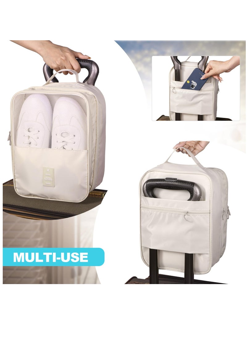 Excefore 4 Pcs Shoe Bags for Travel Holds 3 Pair of Shoes Portable Shoe Storage Pouch Waterproof Shoe Packing Cubes with Handle Shoe Organizer Travel for Suitcase Daily Use, Classic Colors - Image 4
