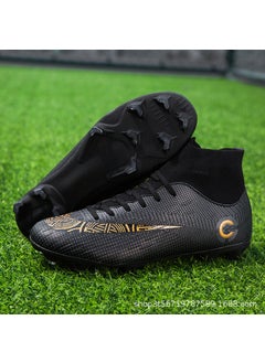 Plus Size 46-49 Soccer Cleats for Artificial Turf Spike Black