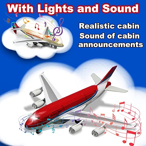 Crelloci Airplane Toys Bump and Go Action Pull Back Die Cast Model Plane with Lights Sounds 3D Anatomy View Aircraft Vehicles Gift for Kids Toddler Boys Ages 3Red - Image 5