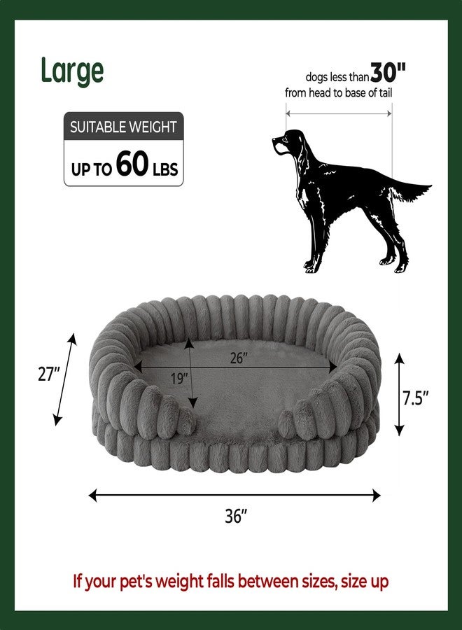 BALANCE Calming Dog Bed for Large Sized Dogs, 36 Inches Oval Washable Pet Bed with Sides, Orthopedic Pet Couch Sofa with Non-Slip Bottom, Gray - Image 5