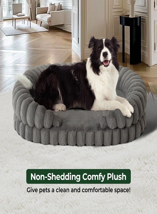 BALANCE Calming Dog Bed for Large Sized Dogs, 36 Inches Oval Washable Pet Bed with Sides, Orthopedic Pet Couch Sofa with Non-Slip Bottom, Gray - Image 3