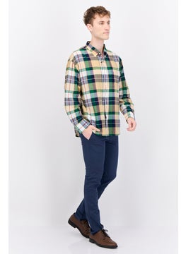 GANT Men Relaxed Fit Plaid Long Sleeves Casual Shirt, Beige Combo  - Image 4