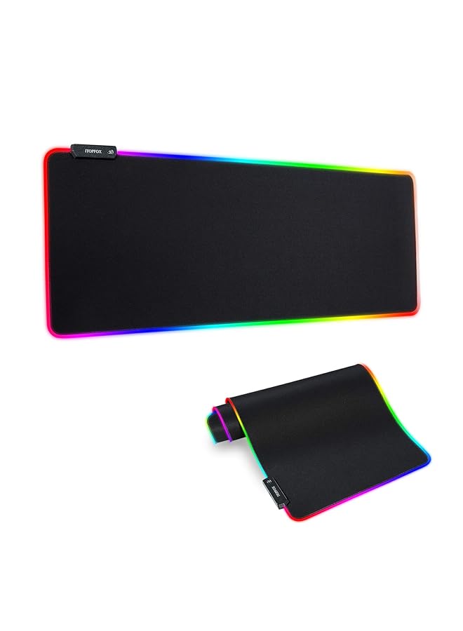 Itopfox Rgb Gaming Mouse Mat Pad Large Extended Led Mousepad With 14 Lighting Modes 2 Brightness Anti Slip Rubber Base With Waterproof Coating Mouse Mat For Gamer 800×300×4Mm 31.5×11.8×0.16 Inch  - Image 1