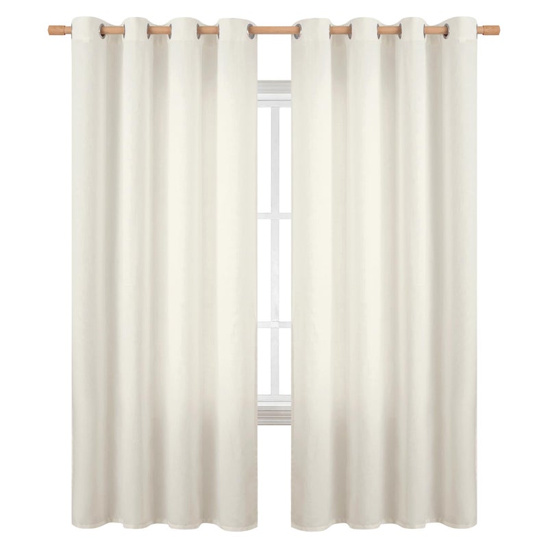 BGment الستائر المريلة 72 بوصة طولها لغرفة المعيشة ستائر الكتان الكتان الخيش الخزان مصححة سميكة تصفية الخصوصية الستارة الستار النافذة لغرفة النوم 2 لوحات 55 × 72 بوصة العاج - Image 1