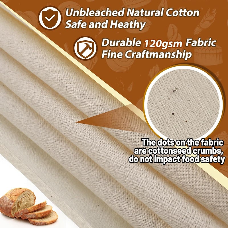 KASTWAVE 3pcs Cotton Tea Towels for Bread Baking, 28" Unbleached Flour Sack Towels, Dough Proofing Cloths for Sourdough, Artisan Loaves, Baguettes, Ciabatta, Kitchen Towels Gift Set - Image 3