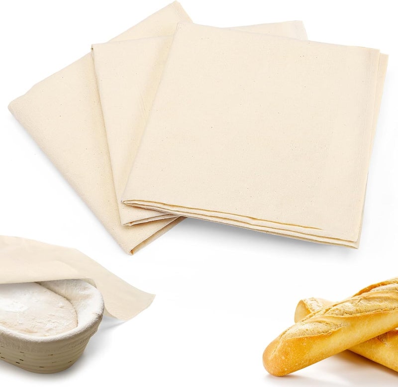 KASTWAVE 3pcs Cotton Tea Towels for Bread Baking, 28" Unbleached Flour Sack Towels, Dough Proofing Cloths for Sourdough, Artisan Loaves, Baguettes, Ciabatta, Kitchen Towels Gift Set - Image 1