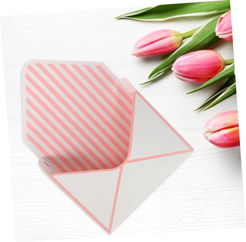 HOODANCOS 4pcs Floral Envelope Boxes Fresh Flower Packaging Paper Boxes for Wedding Party Valentine’s Day Present Packaging with White and Pink Striped Design - Image 4