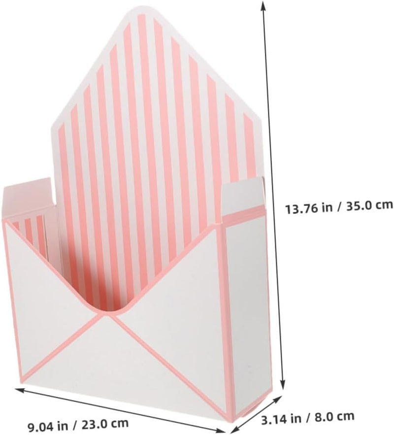HOODANCOS 4pcs Floral Envelope Boxes Fresh Flower Packaging Paper Boxes for Wedding Party Valentine’s Day Present Packaging with White and Pink Striped Design - Image 2