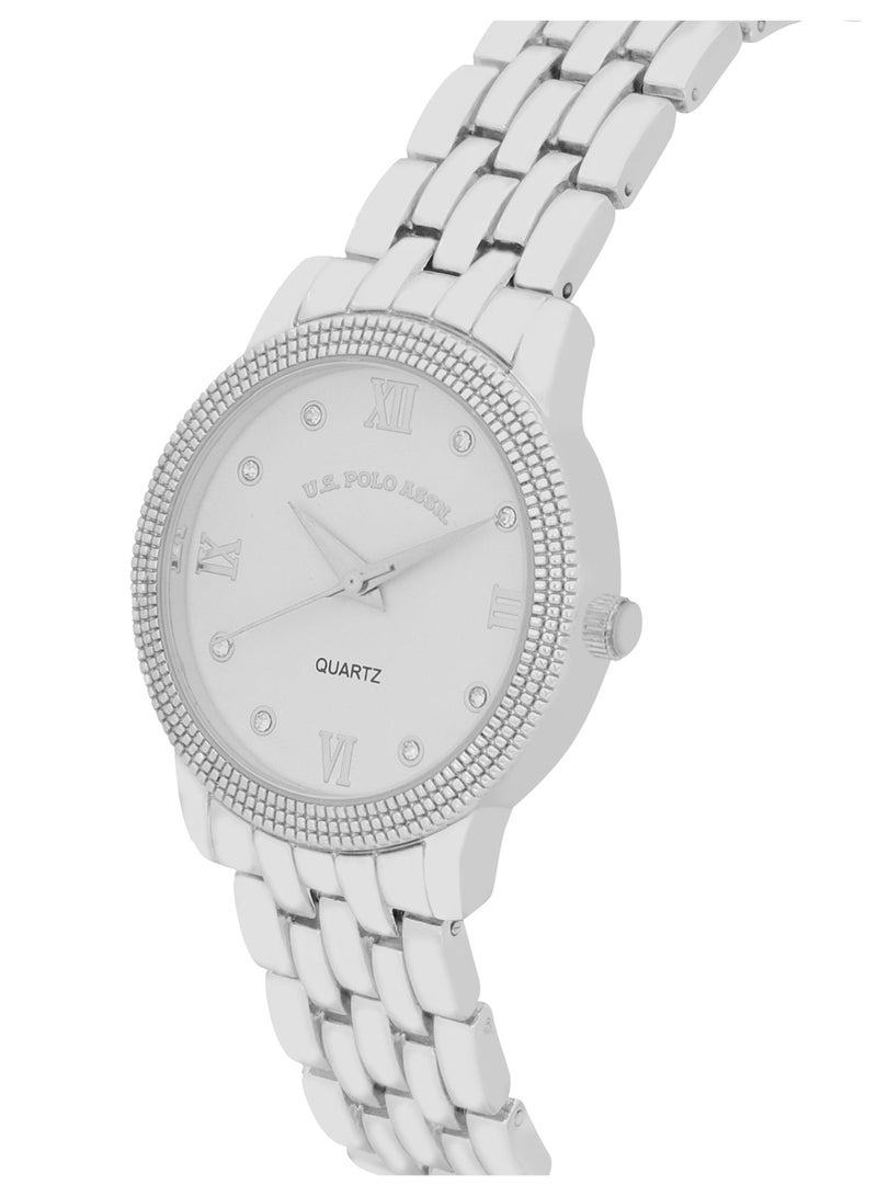 U.S. Polo Assn. Women's Quartz Analog silver plated watch and bracelet set - Image 2
