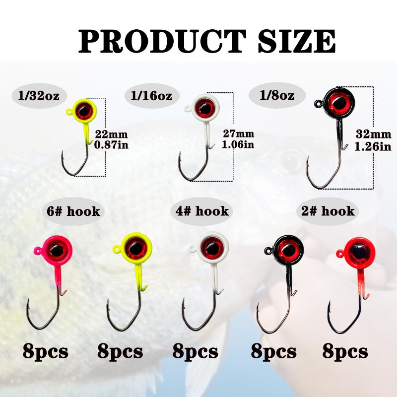 Bombite 40pack Crappie Jig Heads,Crappie Jigs Fishing Jig Heads Hook Lure Fishing Jigs Heads for Bass Fishing 1/16oz - Image 3