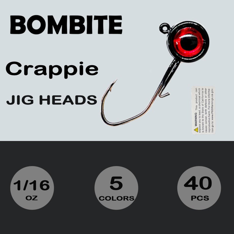 Bombite 40pack Crappie Jig Heads,Crappie Jigs Fishing Jig Heads Hook Lure Fishing Jigs Heads for Bass Fishing 1/16oz - Image 4