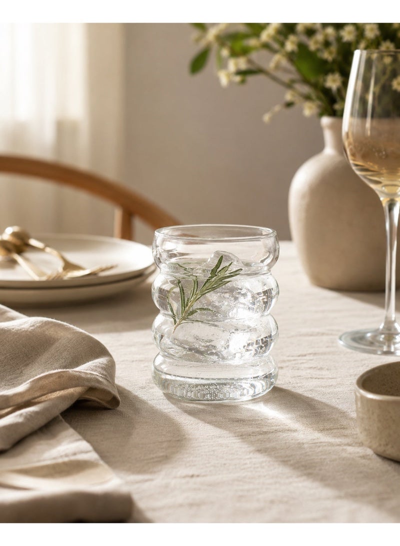 Casa Home Transparent Bubble Glass CupHeat-Resistant Minimalist Drinking Tumbler for Water, Juice - Image 2