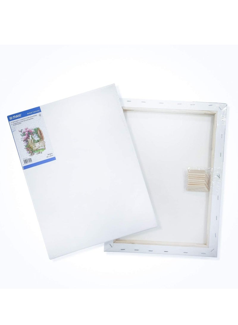 MAXI Stretched Painting Canvas Board 380 Gsm 3Pc 30X40.20X30,20X20 For Oil & Acrylic Artist Drawing Paints WHITE - Image 2