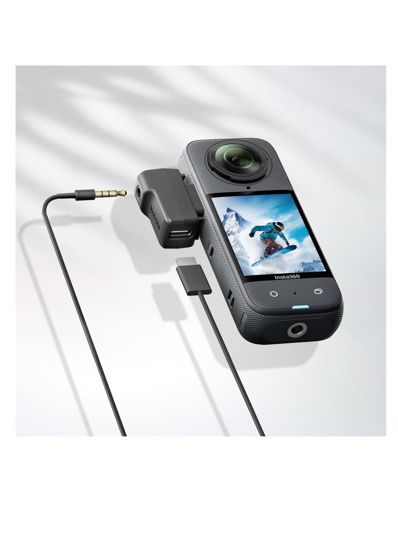 محول ميكروفون لـ insta360 X4، ملحقات insta 360 X4، ميكروفونات خارجية بمنافذ صوت Type-C و 3.5mm، متوافق مع ميكروفون Insta 360 X4، محول ميكروفون Gopro - Image 2