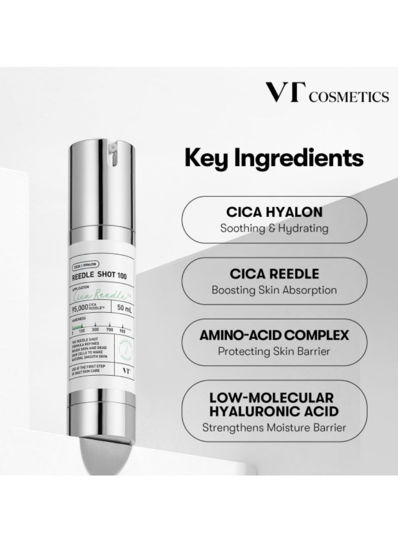 VT COSMETICS CICA Reedle Shot 100 Essence | Daily Face Essence for Soft Skin, Centella Complex, Hyaluronic Acid, Green Propolis Extract for All Skin Types 1.69Fl Oz (50ml) - Image 3