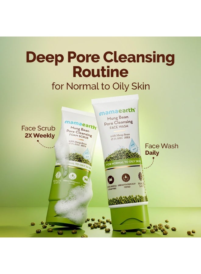 Mamaearth Mung Bean Pore Cleansing Face Scrub with Mung Bean, AHA BHA - 100g - Image 3