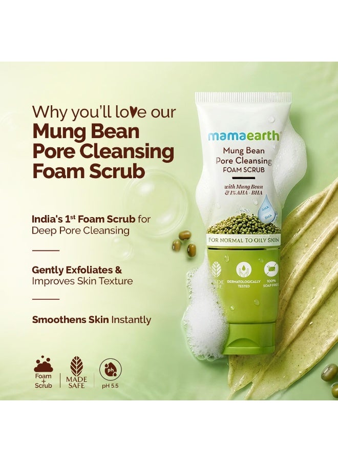 Mamaearth Mung Bean Pore Cleansing Face Scrub with Mung Bean, AHA BHA - 100g - Image 5