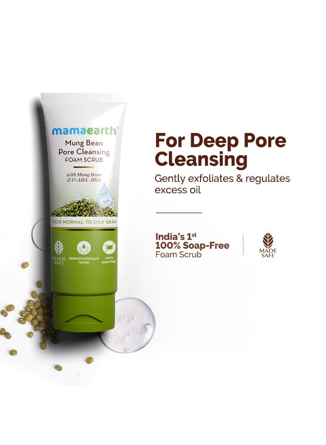 Mamaearth Mung Bean Pore Cleansing Face Scrub with Mung Bean, AHA BHA - 100g - Image 2