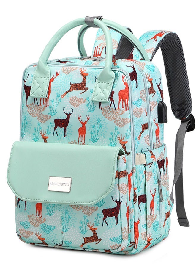 Majestic 141 Mummy Maternity Diaper Elegant Waterproof Multifunctional large capacity backpack bag with USB Charging output - Turquoise  - Image 1