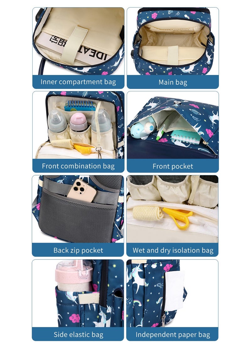 Majestic 141 Mummy Maternity Diaper Elegant Waterproof Multifunctional large capacity backpack bag with USB Charging output - Turquoise  - Image 5