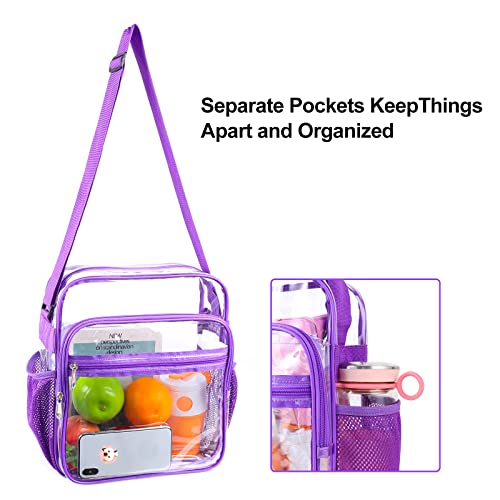 COVAX Clear Bag Stadium Approved, Clear Crossbody Messenger Shoulder Bag with Adjustable Strap for Concerts, Sports Events (Purple) - Image 4