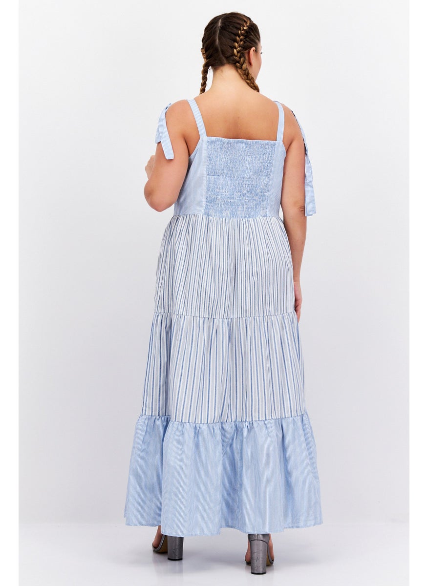 Women Striped Maxi Dress, Blue Combo - pzsku/Z5DF8A3FF28BFA5F40151Z/45/_/1737900752/3aac9ce4-4403-4fc6-9fcf-856d6909427b