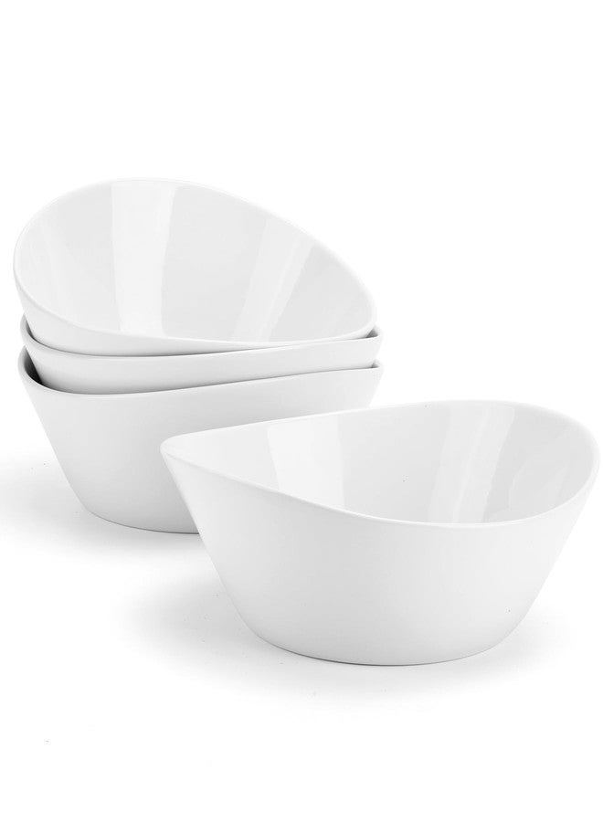 Yedio 48 oz Porcelain Salad Bowls Set of 4 - Large Serving Bowls for Pasta, Soup, Oatmeal, Snacks - Microwave & Dishwasher Safe, White Kitchen Bowl Set - Image 1
