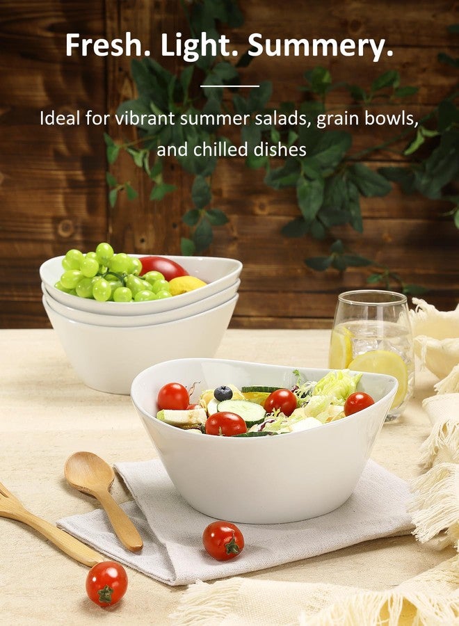 Yedio 48 oz Porcelain Salad Bowls Set of 4 - Large Serving Bowls for Pasta, Soup, Oatmeal, Snacks - Microwave & Dishwasher Safe, White Kitchen Bowl Set - Image 3