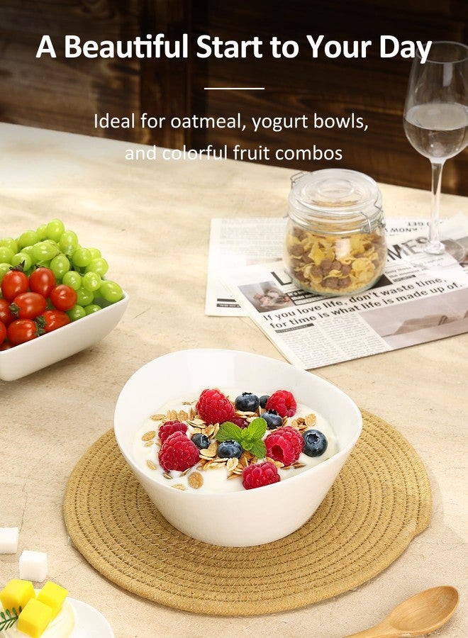 Yedio 48 oz Porcelain Salad Bowls Set of 4 - Large Serving Bowls for Pasta, Soup, Oatmeal, Snacks - Microwave & Dishwasher Safe, White Kitchen Bowl Set - Image 5