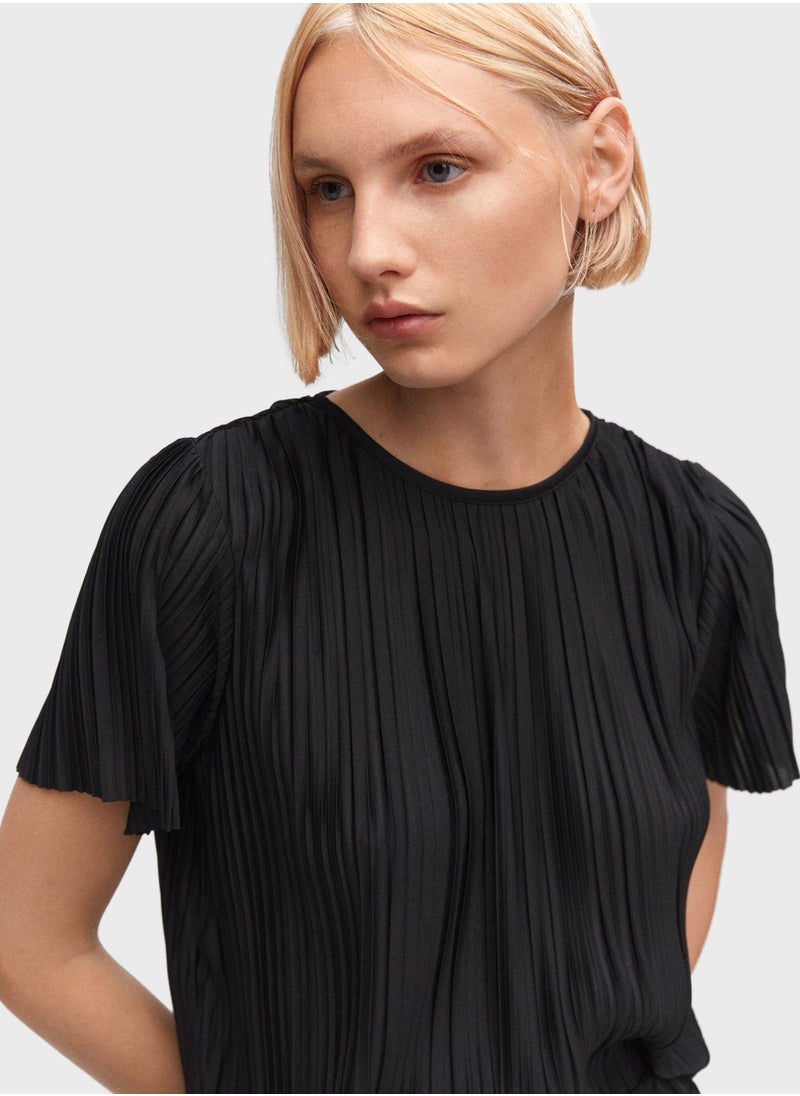 MANGO - Round Neck Knitted T-Shirt - Image 1