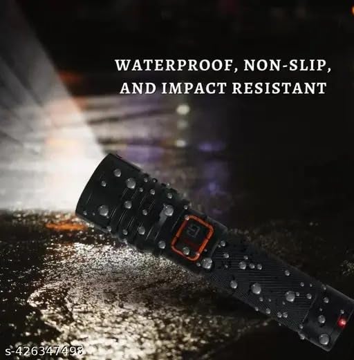 Sument LED Rechargeable Flashlight USBC Charging Zoomable Focus High Brightness Black and Orange - Image 3