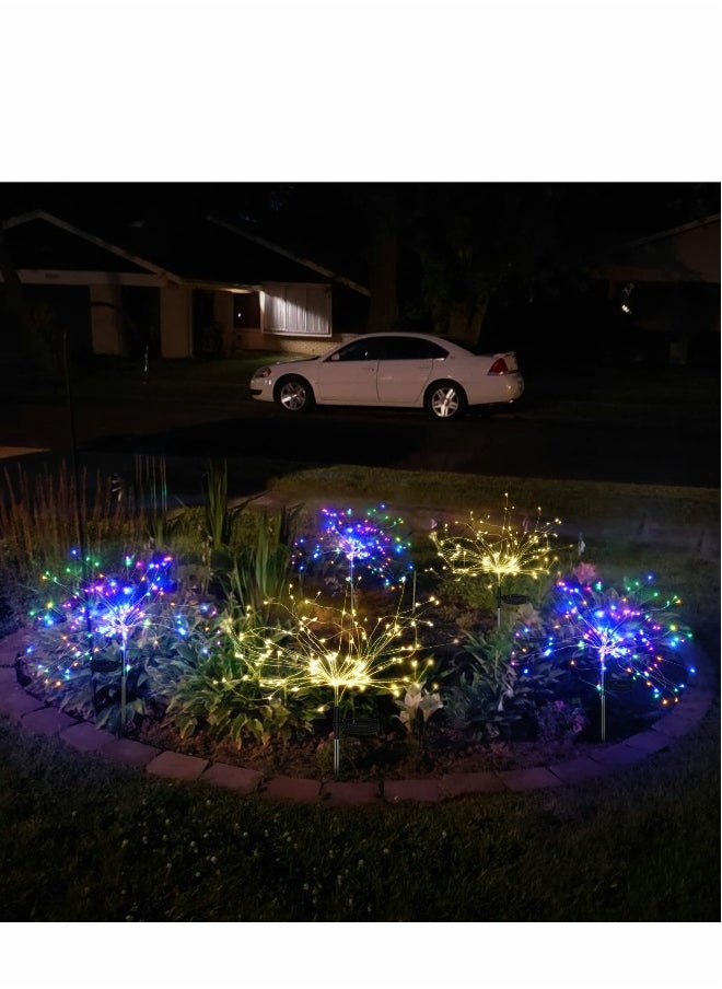 Generic Solar Garden Lights, 90LED Outdoor Waterproof 2 Flash Modes 50 Copper Wire String, Firework Stake Starburst Fairy Light, DIY Flowers Trees, for Garden, Patio, Yard, Flowerbed, Parties (Colorful)  - Image 4