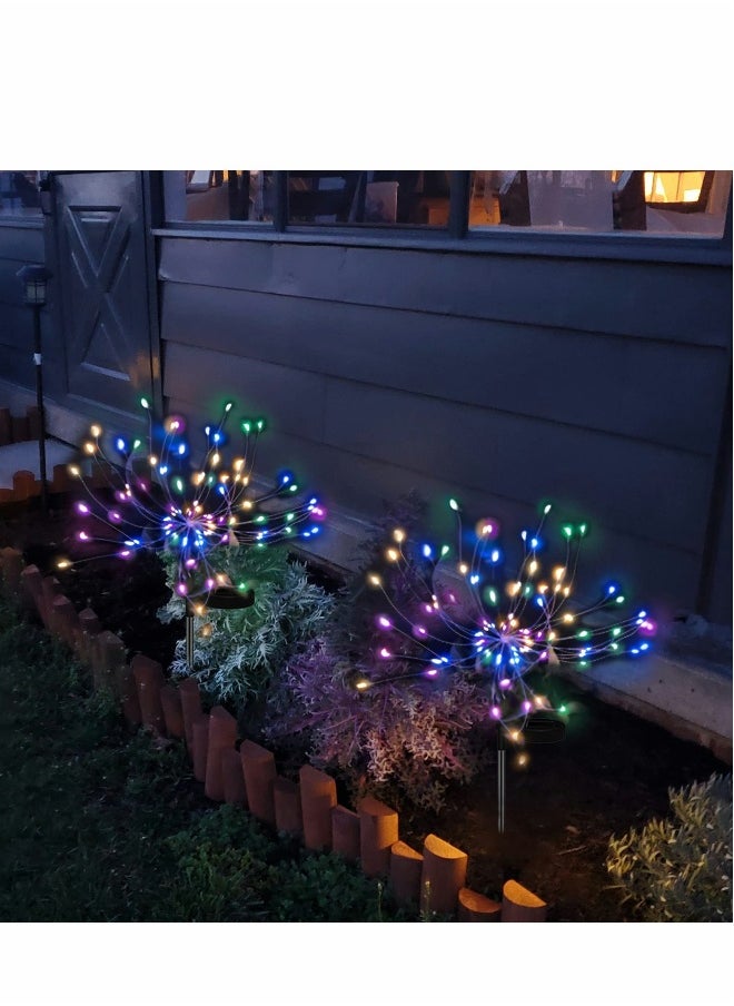 Generic Solar Garden Lights, 90LED Outdoor Waterproof 2 Flash Modes 50 Copper Wire String, Firework Stake Starburst Fairy Light, DIY Flowers Trees, for Garden, Patio, Yard, Flowerbed, Parties (Colorful)  - Image 1