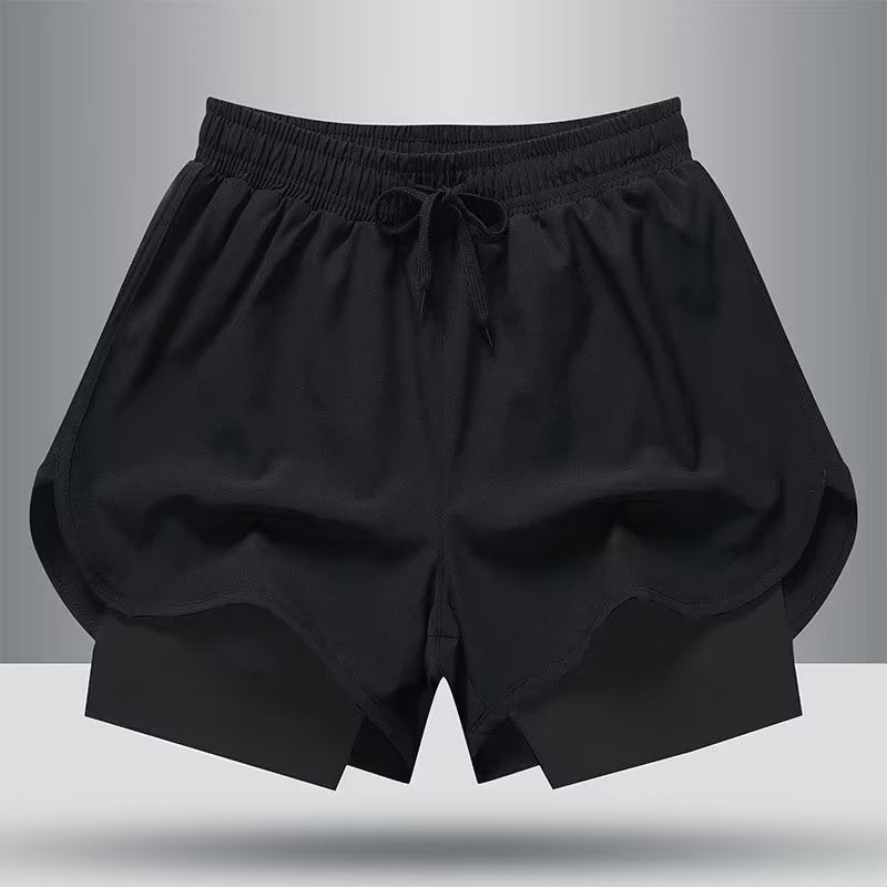 Mens Casual Sport Shorts Elastic Thin Spring Summer Black  - Image 1