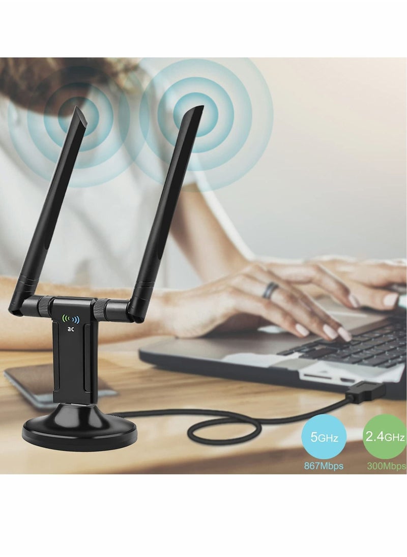 SYOSI Wireless USB WiFi Adapter for PC, 1200Mbps Dual Band WiFi Dongle 2.4G/5G with USB 3.0 Cradle  - Image 3