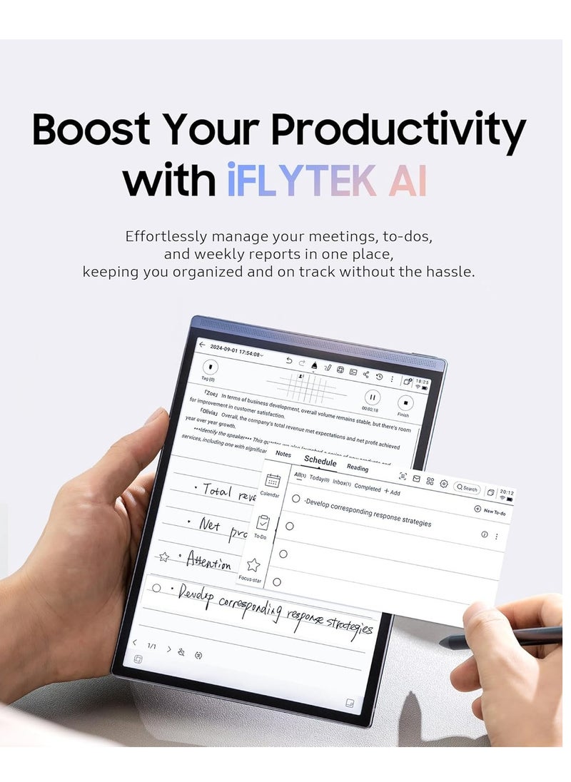 iFLYTEK iFLYTEK AINOTE Air 2 Note Taking Tablet, 8.2-inch Writing Tablet for Adults,Voice Transcribe in 14 Languages, Digital Notebook with Stylus Pen, E Ink Paper Tablet for Meetings, Powered by Chatgpt  - Image 5