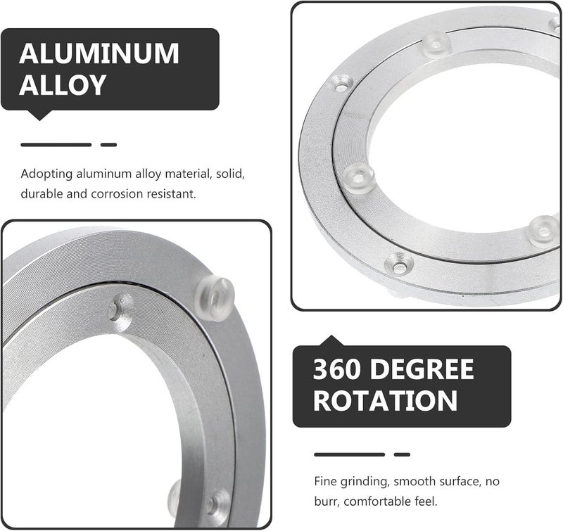 Aluminum Alloy Turntable Bearing Rotating Swivel Plate for Dining Tables Stable Centerpiece Base for Wood Glass Marble Surfaces Multipurpose Display and Serving Tray - Image 4