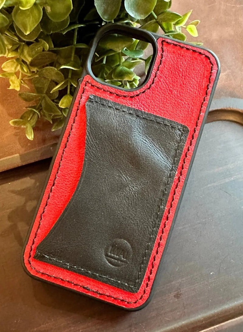 Mai Back Cover Handmade Leather Phone Case Cover with Pocket for iPhone 13 Pro Apple MagSafe - Image 3